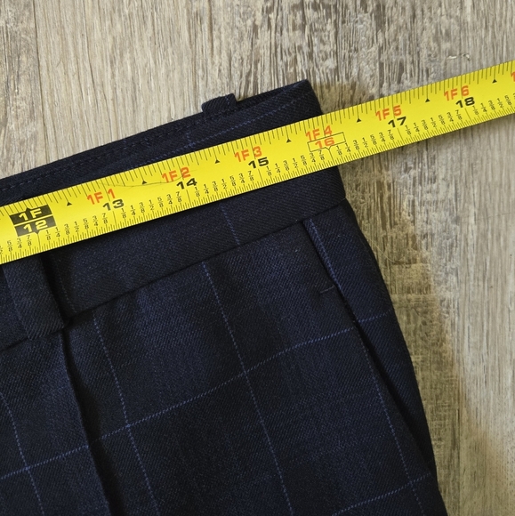 Maje Stylish Trouser Pants Women's Size  38(M) Dark Blue Plaid Straight Leg - Picture 11 of 15
